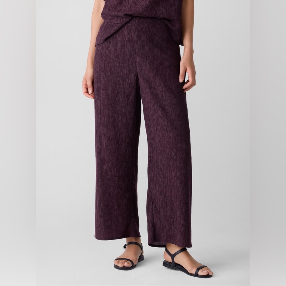 Eileen Fisher Crinkled High Waist Ankle Wide Legs
Pants‎